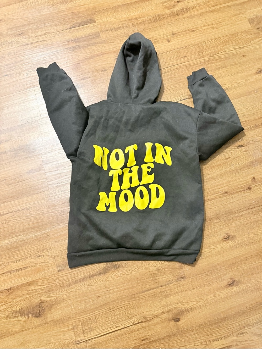 Black Hoodie with Yellow "Not In The Mood" Graphic